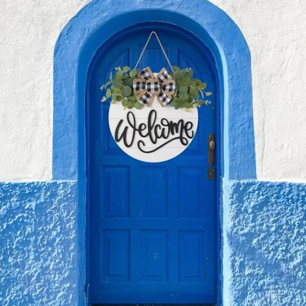 Welcome Sign for‎ Front Door Porch Decor Farmhouse Wreath Wall Garder Decor
